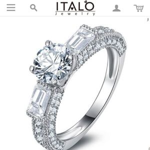 3 STONE STERLING ENGAGEMENT RING